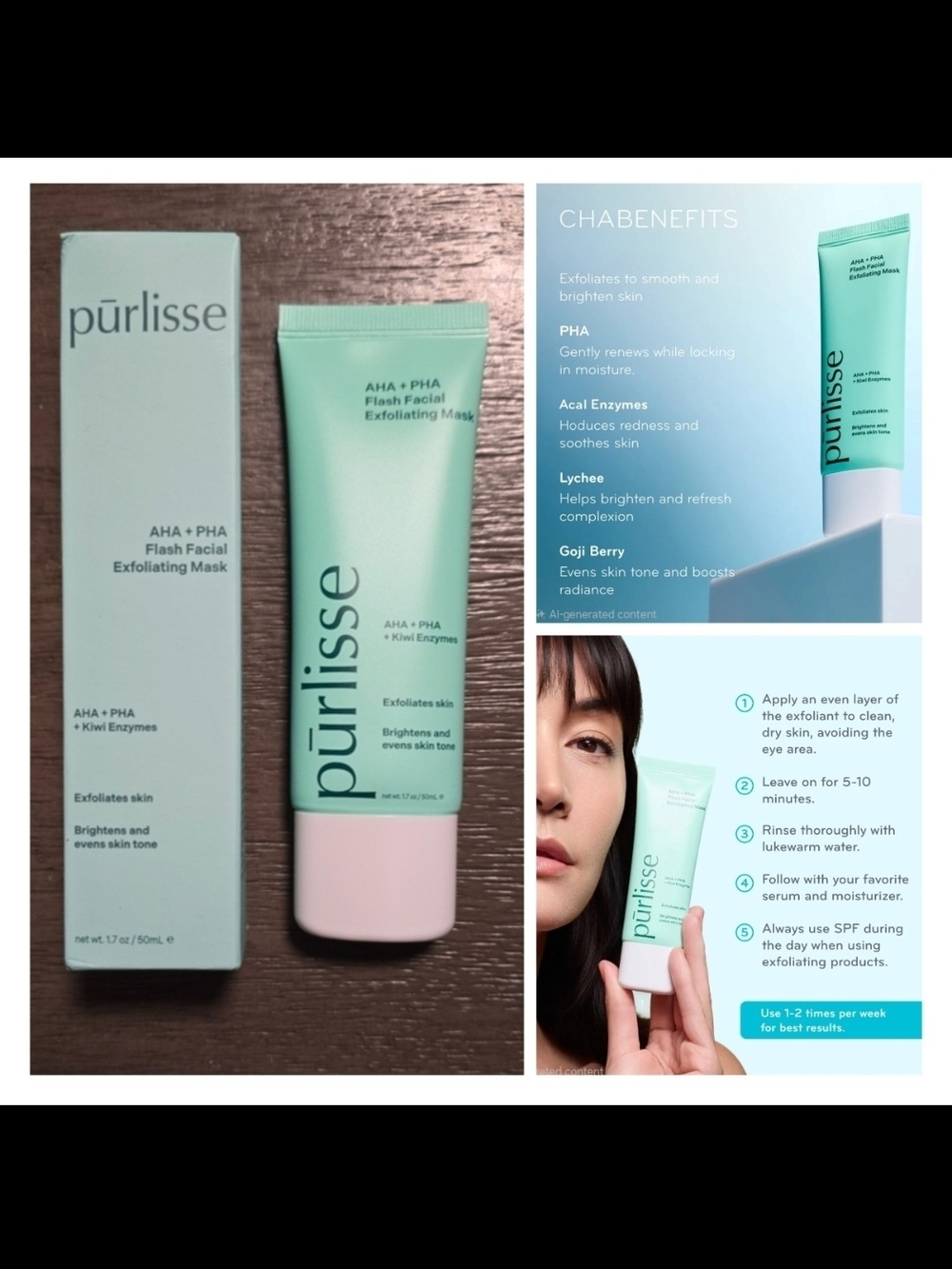 purlisse AHA + PHA Flash Facial Exfoliating Mask